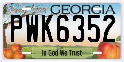 GA license plate PWK6352