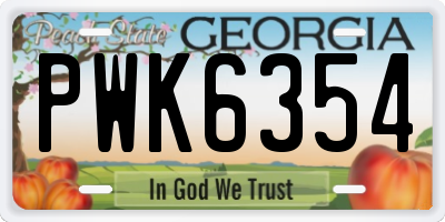 GA license plate PWK6354