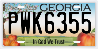 GA license plate PWK6355