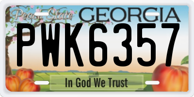 GA license plate PWK6357
