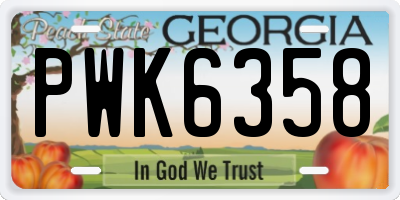 GA license plate PWK6358