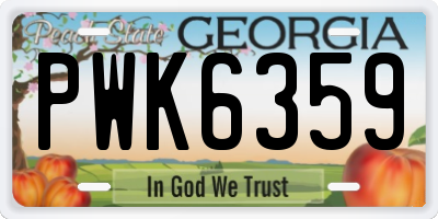 GA license plate PWK6359