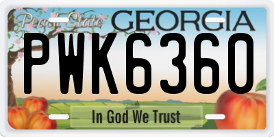 GA license plate PWK6360