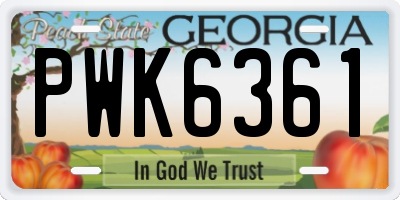 GA license plate PWK6361