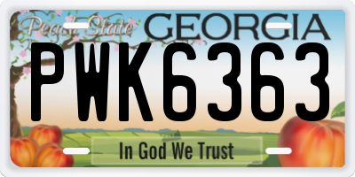 GA license plate PWK6363
