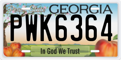GA license plate PWK6364