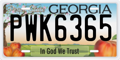 GA license plate PWK6365