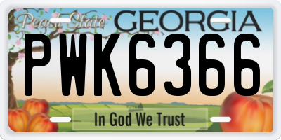 GA license plate PWK6366
