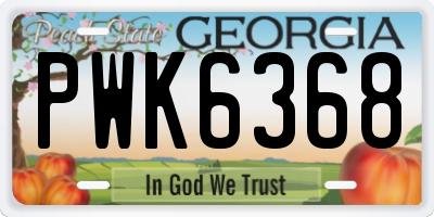 GA license plate PWK6368