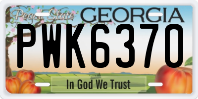 GA license plate PWK6370