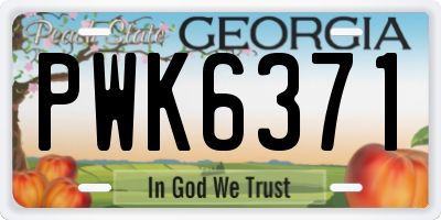GA license plate PWK6371