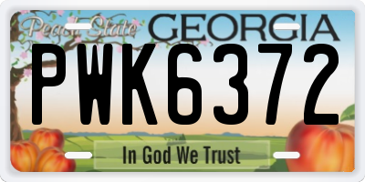 GA license plate PWK6372