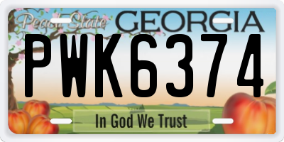 GA license plate PWK6374