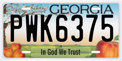 GA license plate PWK6375