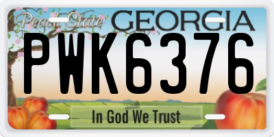 GA license plate PWK6376