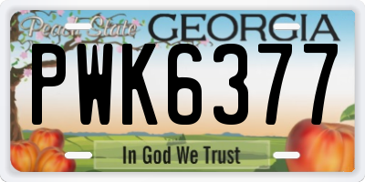 GA license plate PWK6377