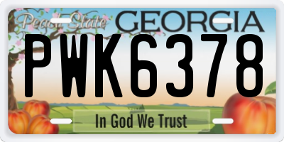 GA license plate PWK6378