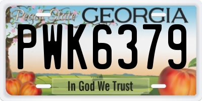 GA license plate PWK6379