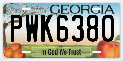 GA license plate PWK6380