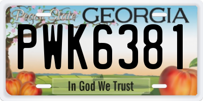 GA license plate PWK6381