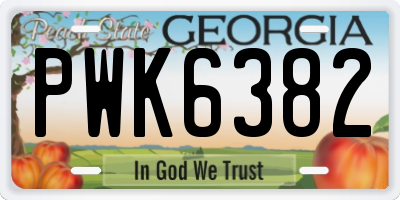 GA license plate PWK6382