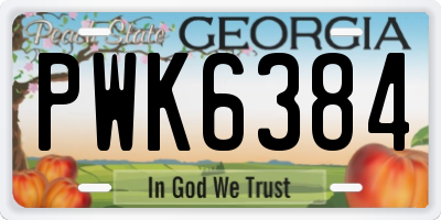GA license plate PWK6384