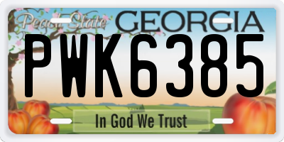 GA license plate PWK6385