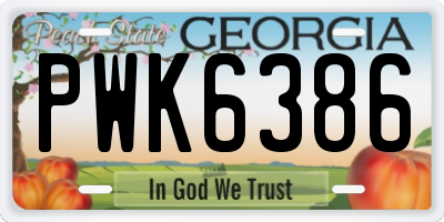 GA license plate PWK6386