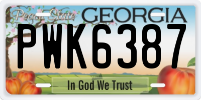 GA license plate PWK6387