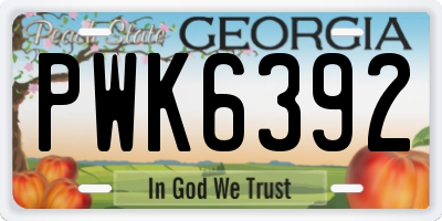 GA license plate PWK6392