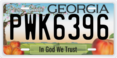 GA license plate PWK6396