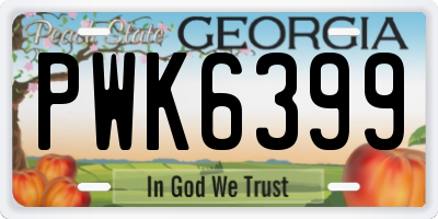 GA license plate PWK6399
