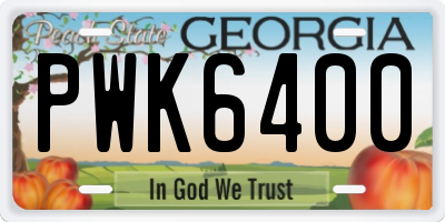 GA license plate PWK6400