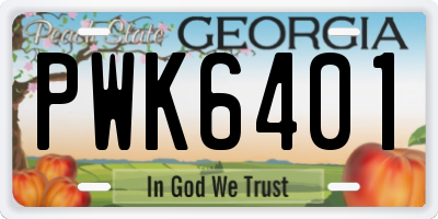 GA license plate PWK6401