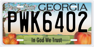 GA license plate PWK6402
