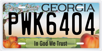 GA license plate PWK6404