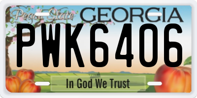 GA license plate PWK6406