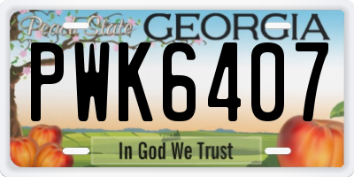 GA license plate PWK6407