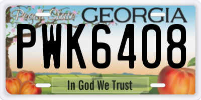 GA license plate PWK6408