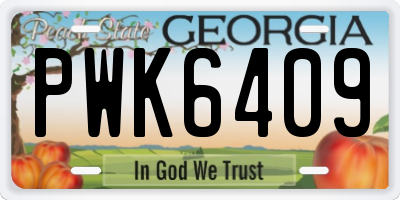 GA license plate PWK6409