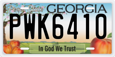GA license plate PWK6410