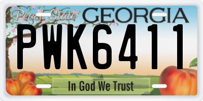 GA license plate PWK6411