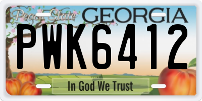 GA license plate PWK6412