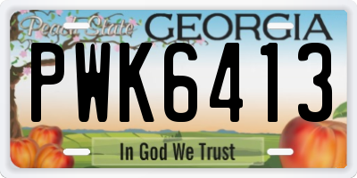 GA license plate PWK6413