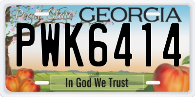 GA license plate PWK6414