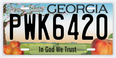 GA license plate PWK6420