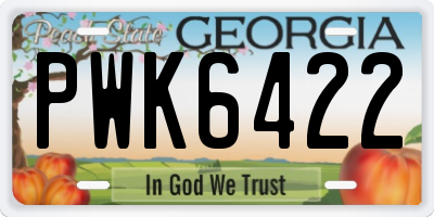 GA license plate PWK6422