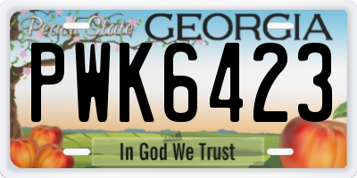 GA license plate PWK6423