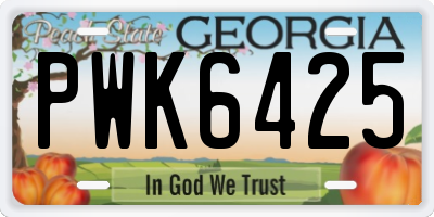 GA license plate PWK6425