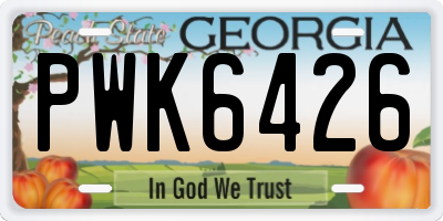 GA license plate PWK6426